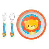 Kit Infantil Pratinho + Talheres Buba ® Leão Leãozinho