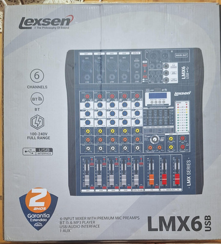 Mesa De Som Bluetooth Lexsen Lmx6 Usb 6 Canais 