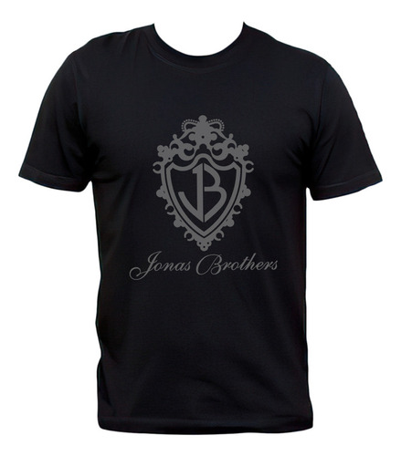 Remera Negra Jonas Brothers Logo 100% Algodón