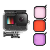 Carcasa Para Gopro Hero 9 10 + Kit De 3 Filtros De Buceo 