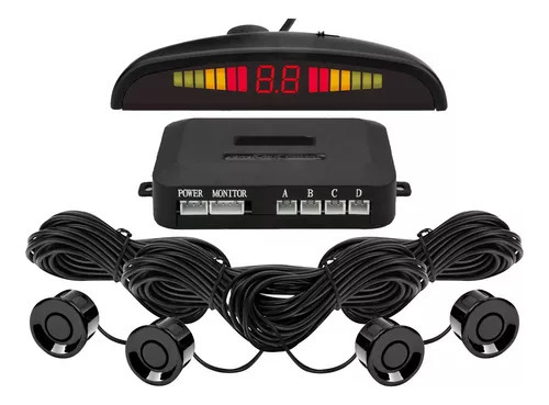 Sensor De Estacionamiento Kit Con Sonido Y Display Negro