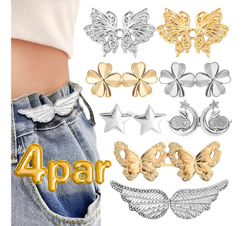 Broches Ajustar Cintura Pantalón Pines Metálicos Ropa 4pares