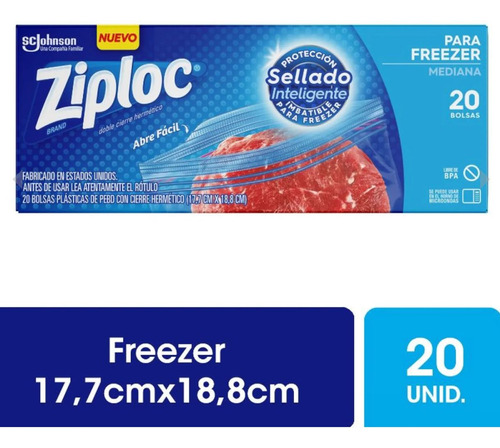 Ziploc Bolsas Herméticas Para Freezer 20unid Medianas