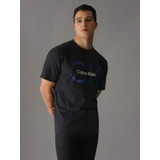 Playera Calvin Klein Negra Con Monograma De Hombre