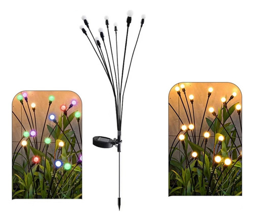 Luminária Pisca Solar Vagalume Natal Jardim Espeto 8 Leds