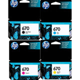 4 Cartuchos Originales Hp 670 Negro Cyan Magenta Y Amarillo