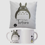 Mi Vecino Totoro Studio Ghibli Almohadón 40x40 Y Taza 