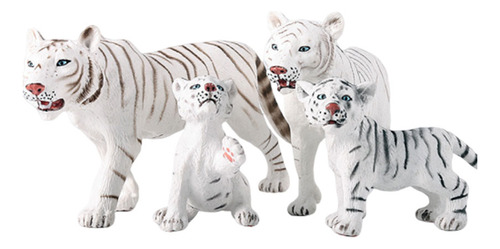 Set De Adornos Familiares De Tigres Blancos Realistas Para E
