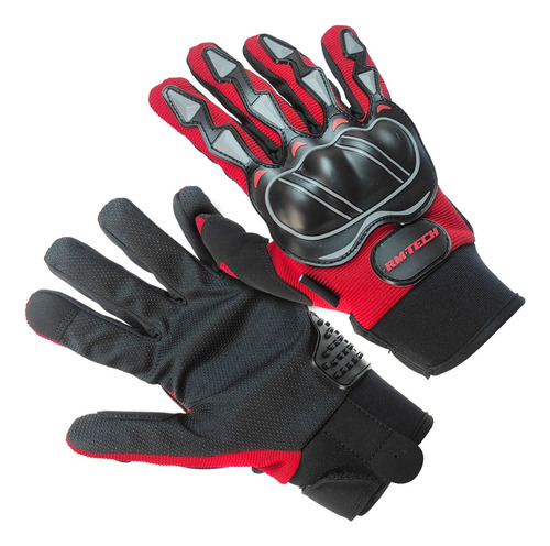 Guante Para Motociclista Rmtech Intrepid Negro/rojo C/ Touch