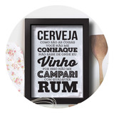 Quadro Cozinha Frase Cerveja Bebidas 33x43cm Moldura Preta