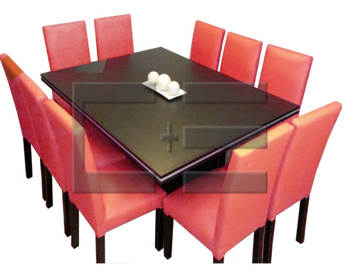 Juego Mesa Comedor Rectangular 170x130 + 10 Sillas Ecocuero