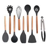 Set 9 Utensilios Cocina Punta Silicona Batidor Cuchara 