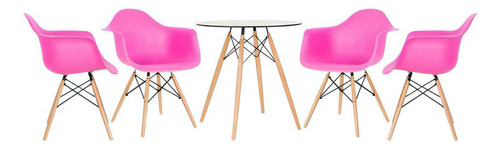 Mesa Eames Com Tampo De Vidro 70 Cm + 4 Cadeiras Eiffel Daw Cor Valor Customizado