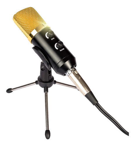 Microfono Dinámico Profesional Con Cable Tripode Color Dorado