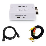 Kit Mini Adaptador Conversor D Hdmi P/ Video 3rca Av + Cabos