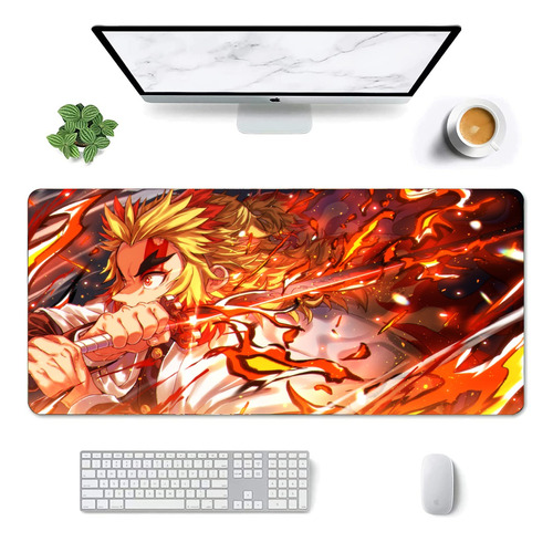 Mouse Pad Largo Rengoku Espada Diseño Colorido Anime 30x70cm