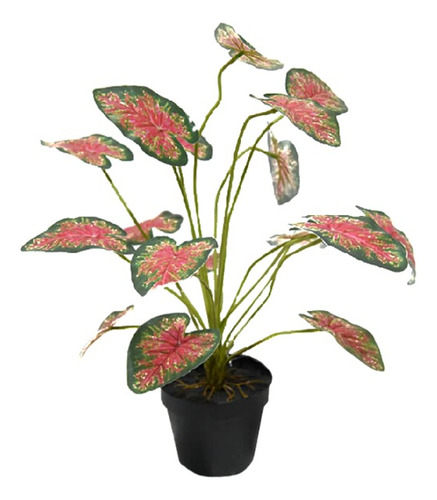 Planta Artificial Interior Decoracion 50 Cm Caladium Maceta