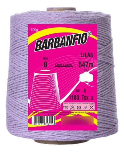 Barbanfio Barbante Lilás 8 Fios 700gr Artesanato Colorido 
