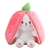 Conejo De Pascua Adorable Peluche Dentro D Una Frutilla 25cm