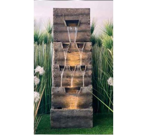 Fuente De Agua Símil Piedra 140cm Led Apto Exterior Feng Shu