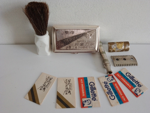 Kit Para Barbear Antigo Flying Eagle Gillette Wilkinson Ler