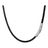 Collar De Cordón De Cuero Negro De 3 Mm Para Hombre