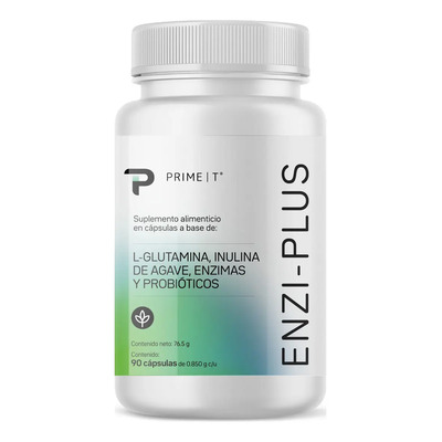 Enzimas digestivas, Probióticos y Prebióticos, 90 cáps ENZI-PLUS Primetech, 50 mg de Enzimas digestivas, 43 mg Probióticos, 200 mg de Inulina de agave y 380 mg de L-Glutamina para la digestión | Envío gratis