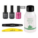 Set Esmaltes Semipermanente + Base + Top + Accesorios Meline