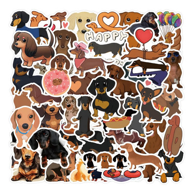 Perro Salchicha 50 Stickers Calcomanias Vs Agua