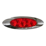 Plafon Oval Rojo 7 Leds Estrobo Bisel Cromado