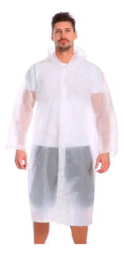 Capa De Chuva Adulto Transparente  Pvc Feminina E Masculina