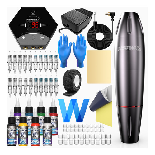 Kit De Tatuaje Pen Wormhole T10 Profesional Gray+accesorios 