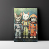 Cuadro Decorativo Canvas Comando Gatos Astronautas