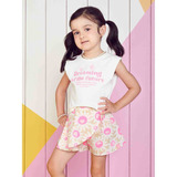 Conjunto Menina Momi Blusa Em Cotton E Shorts Saia Tricoline