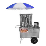 Carrinho De Churrasco Grego Cefaz Inox E Guarda Sol L20p/gs