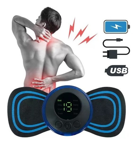 Massageador Elétrico Corporal Muscular Usb Recarregável Cor Preto