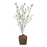 Cerejeira Branca Planta Artificial Sakura  + Vaso Decoração