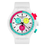 Reloj Swatch The Purity Of Neon Para Mujer Silicona Blanco