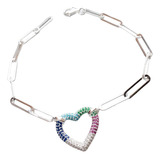 Pulsera Plata 925 Cubic Multicolor Ppl428 Corazon Italiana