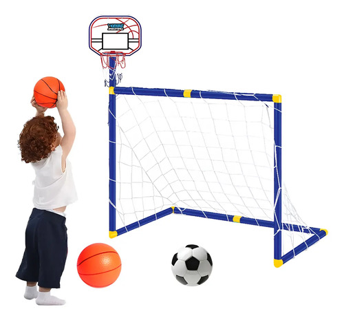 Portería De Futbol 2 En 1 Canasta De Basquetbol Niño Juguete