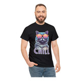 Polera Unisex Gato Gatitos Chill Algodon Estampado