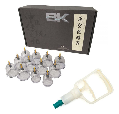 Kit Ventosa Bk Standard 12 Copos Acrílico Kit Ventosoterapia