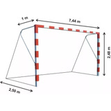 2 Redes Arcos Futbol 11 Trapezoidal 7,44x2,45.m Hilo 2,8.mm