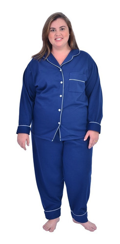 Pijama De Frio Plus Size Moletinho Flanelado Quentinho 