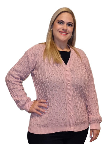 Blusa De Frio Cardigan Casaco Feminino Trico Lã G Gg