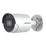 Camara Ip Bala 8 Mpx 40m Ir Hikvision Poe Micrófono Acusense Color Blanco