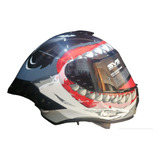 Casco Motociclista Ece Dot Negro Tiburon Shark