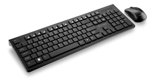 Kit Teclado Slim E Mouse Sem Fio Preto Usb Multimidia- Tc212