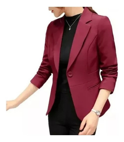 Blazer Mujer Moda Casual Color Sólido Manga Larga