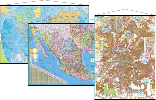 3 Mapas Mapamundi Mapa México Mapa Cdmx Cartulina Barilla